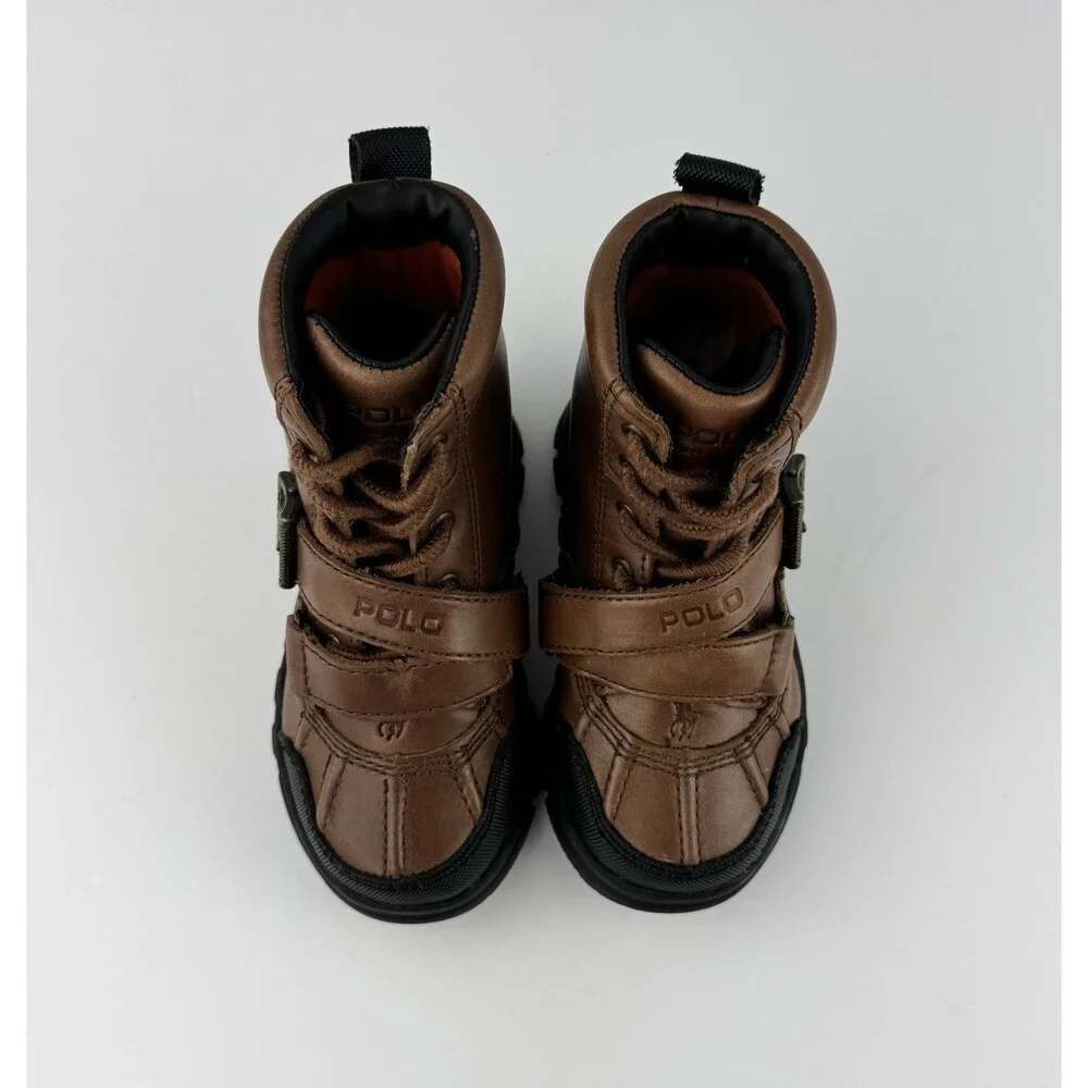 NEW Polo Ralph Lauren Shoes Brandy Holden Leather Hi Brown Boots TODDLER Sz 7 C